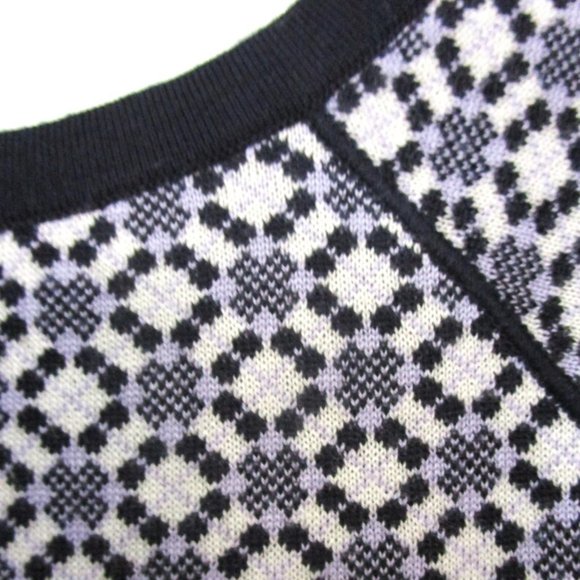 Italian Intarsia Argyle Knit Sweater Pullover Short Sleeve N - Picture 6 of 8